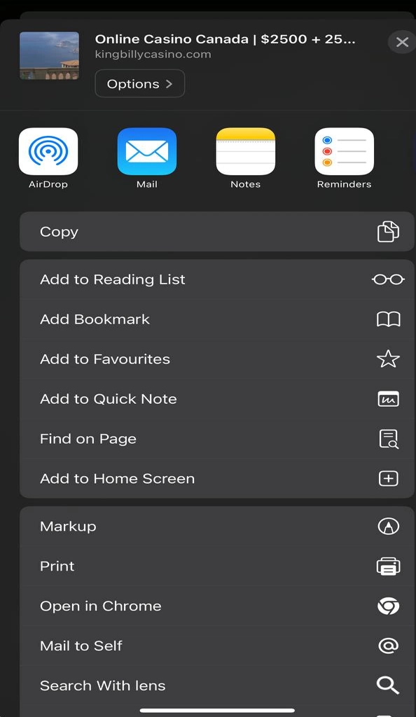 Open share menu on your phone