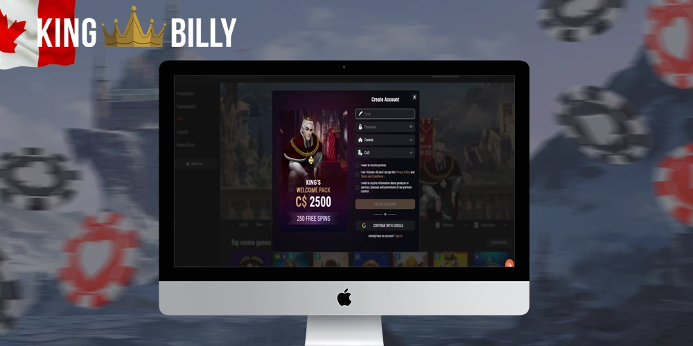 King Billy Casino Canada registration options for new users